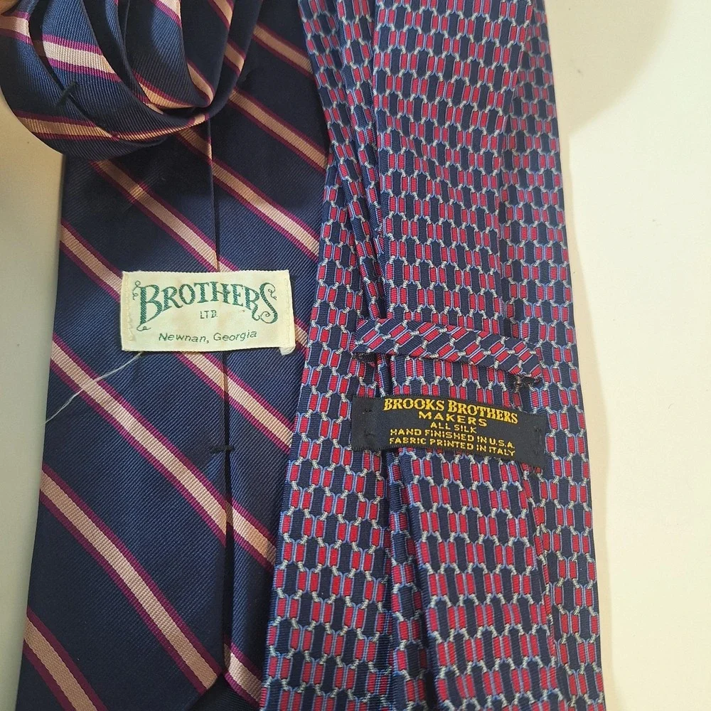 Brooks Brothers Makers Ties Silk & Striped Navy Blue & Purple & Navy Blue 4